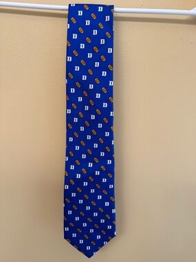 Blue Football Print Tie for Men - Duke university football